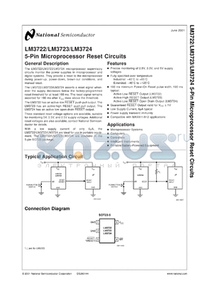 LM3722E2.32MWC datasheet - 5-Pin Microprocessor Reset Circuits