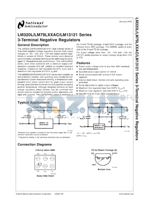 LM79L05ACMDA datasheet - Series 3-Terminal Negative Regulators