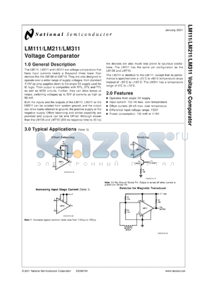 LM311J-8 datasheet - Voltage Comparator