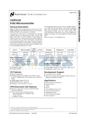 COPCH912-CDF/WM datasheet - 8-Bit Microcontrollers