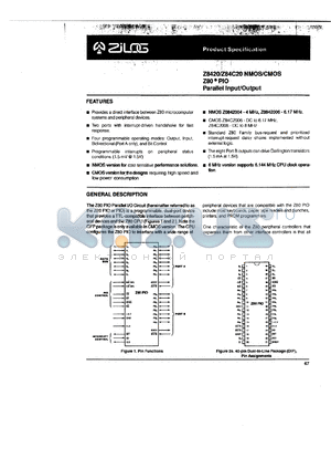 Z84C2010FEC datasheet - Parallel input/output