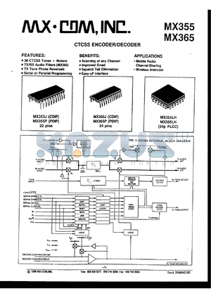 MX365P datasheet - CTCSS encoder/decoder