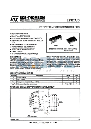 L287 datasheet - Stepper motor controller