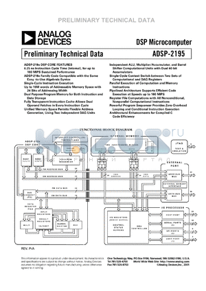 ADSP-2195MBST-140 datasheet - 140MHz; on-chip SRAM: 1.3M bit; DSP microcomputer