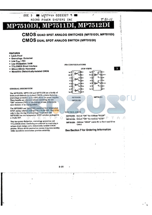 MP7510DIS datasheet - CMOS quad SPDT analog switch