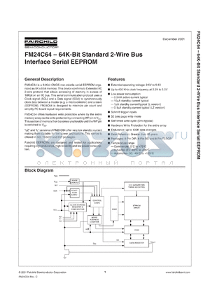 FM24C64FLZ datasheet - 64K-Bit Standard 2-Wire Bus Interface Serial EEPROM