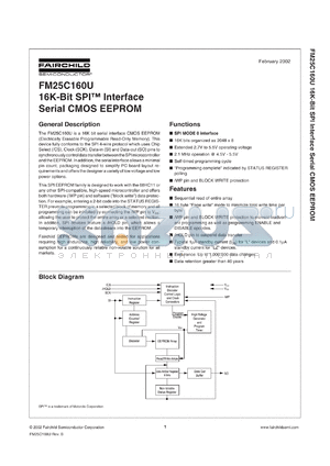 FM25C160UL datasheet - 16K-Bit SPI Interface Serial CMOS EEPROM