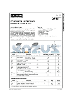 FQI30N06L datasheet - 60V LOGIC N-Channel MOSFET
