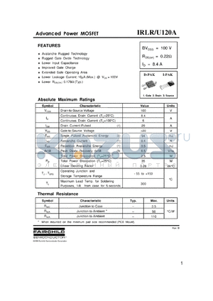 IRLR120A datasheet - N-CHANNEL MOSFET