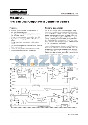 ML4826-2 datasheet - PFC and Dual Output PWM Controller Combo