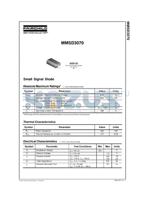 MMSD3070 datasheet - Small Signal Diode