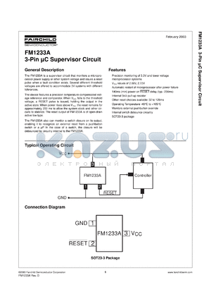 FM1233AC datasheet - 3-Pin eC Supervisor Circuit