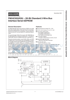 FM24C02ULZ datasheet - 2K--Bit Standard 2-Wire Bus Interface Serial EEPROM