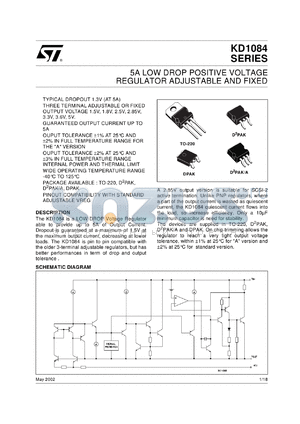 KD1084AD2M25R datasheet - 5V LOW DROP POSITIVE VOLTAGE REGULATOR ADJUSTABLE AND FIXED