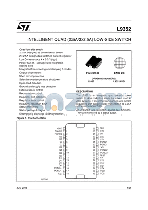 L9352DIE1 datasheet - INTELLIGENT QUAD (2X5A/2X2.5A) LOW-SIDE SWITCH