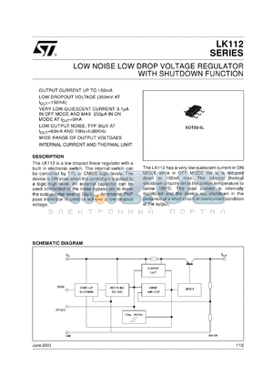 LK112M16TR datasheet - LOW NOISE LOW DROP VOLTAGE REGULATOR WITH SHUTDOWN FUNCTION