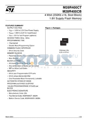 M28R400C datasheet - 4 MBIT (256KB X16, BOOT BLOCK) 1.8V SUPPLY FLASH MEMORY