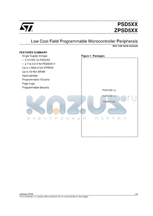 PSD501B1 datasheet - PSD5XX/ZPSD5XX FAMILY FIELD-PROGRAMMABLE MICROCONTROLLER PERIPHERALS