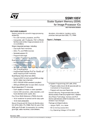 SSM1105 datasheet - NOT FOR NEW DESIGN: SCALAR SYSTEM MEMORY (SSM) FOR IMAGE PROCESSOR ICS