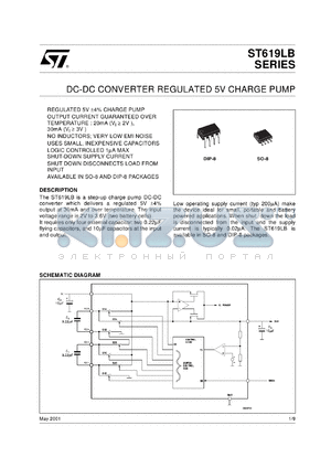 ST619LBD datasheet - DC-DC CONVERTER REGULATED 5V CHARGE PUMP