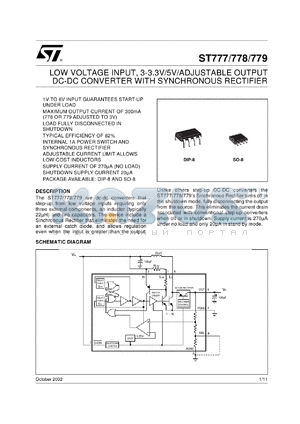 ST777ACD-TR datasheet - LOW VOLTAGE 3-3.3V/5V/ADJUSTABLE OUTPUT DC-DC CONVERTER WITH SYNCHRONOUS RECTIFIERS