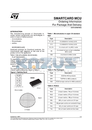 STDELIV datasheet - ORDERING INFORMATION FOR PACKAGE AND DELIVERY