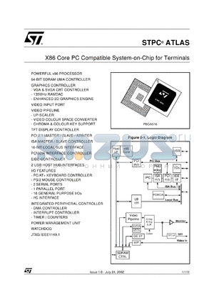 STPCI2 datasheet - STPC ATLAS DATASHEET / X86 CORE PC COMPATIBLE SYSTEM-ON-CHIP FOR TERMINALS