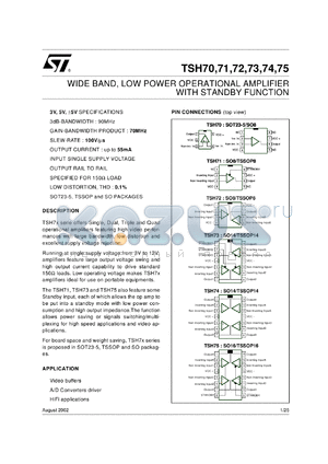 TSH71CP datasheet - WIDE BAND, LOW POWER OPERATIONAL AMPLIFIER