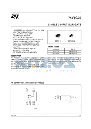 74V1G02CTR datasheet - SINGLE 2-INPUT NOR GATE