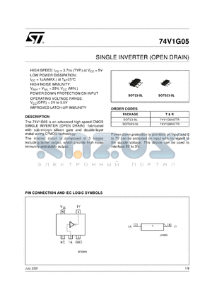 74V1G05CTR datasheet - SINGLE INVERTER (OPEN DRAIN)