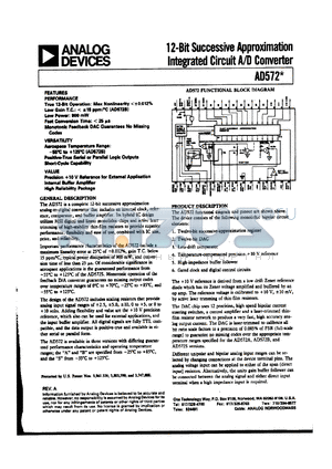 AD5539N datasheet - 10V; 550mW; ultrahigh frequency operational amplifier