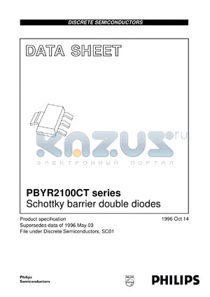 PBYR290CT datasheet - Schottky barrier double diode. Repetitive peak reverse voltage 90 V.