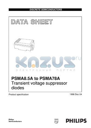 PSMA70A datasheet - Transient voltage suppressor diode. Reverse stand-off voltage 70 V.