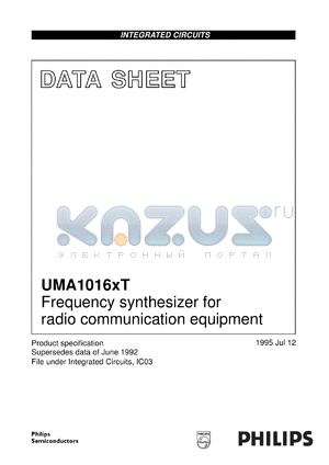UMA1016AT datasheet - Frequency synthesizer for radio communication equipment.