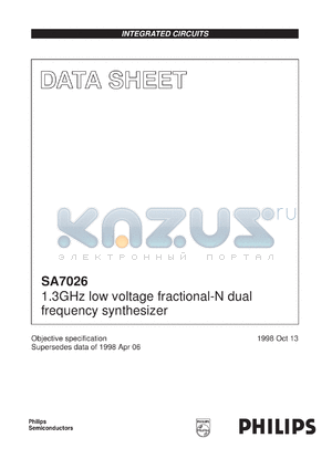 SA7026DK datasheet - 1.3GHz low voltage fractional-N dual synthesizer.