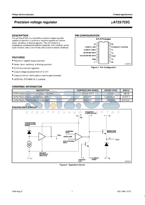 A723CD datasheet - Precision voltage regulator