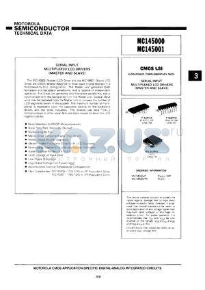 MC145001P datasheet - Serial input multiplexed LCD driver (slave)