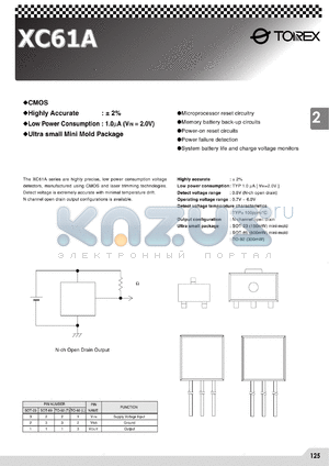 XC61AN0802ML datasheet - Low voltage detector 0.8V +/-2%, N-ch open drain
