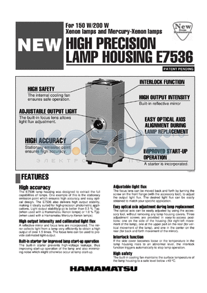 L2195 datasheet - 7.5A; 20V; high precision lamp housing E7536: for 150W xenon lamps and mercury-xenon lamps