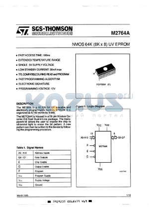 M2764A-F6 datasheet - NMOS 64K (8 x 8) UV EPROM, 250ns