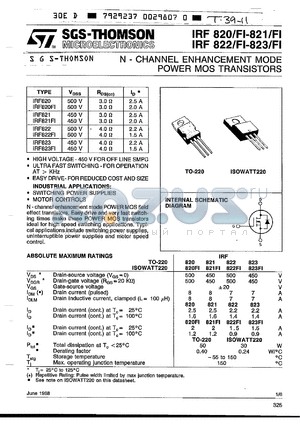 IRF823FI datasheet - N-channel MOSFET, 450V, 1.5A