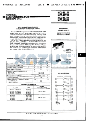 MC1412P datasheet - High voltage, high current darlington transistor arrays