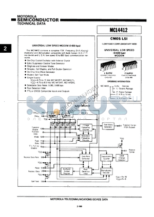 MC14412VL datasheet - Universal low speed modem