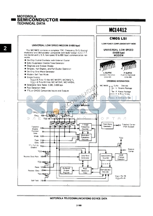 MC14412FL datasheet - Universal low speed modem