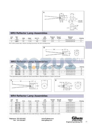 MR4-1088 datasheet - MR4 reflector lamp assembly. 5.0 volts, 0.140 amps.