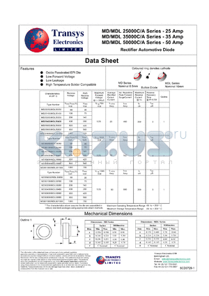 MDL25100 datasheet - 100 V, 25 A, rectifier automotive diode