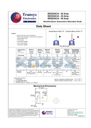 RD25800C datasheet - 800 V, 25 A, rectifier automotive die