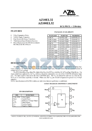 AZ100EL32T datasheet - 4.75 V-5.5 V, ECL/PECL 2 divider