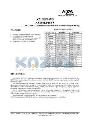 AZ100EP16VSDR2 datasheet - 3.0 V-3.6 V, ECL/PECL differential receiver