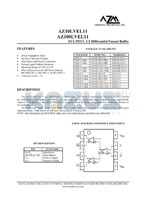 AZ100LVEL11DR1 datasheet - 3.0 V-5.5 V, ECL/PECL 1:2 differential fanout buffer
